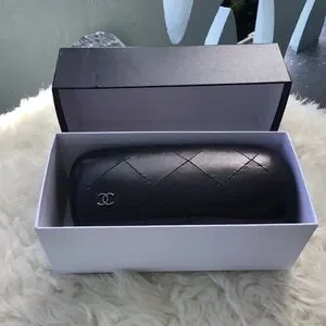 Authentic Chanel Faux Leather Caviar Quilted Eyeglass/Sunglass Case Luxotica CHANEL | Accessories | Authentic Chanel Faux Leather Caviar  main image 4